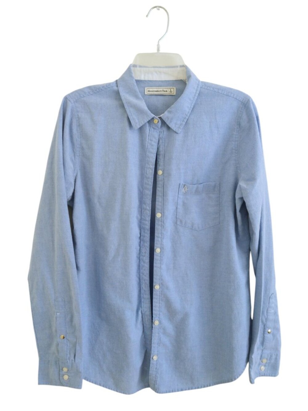 Abercrombie & Fitch Button Down Chambray Shirt Size Large Light Blue Like New